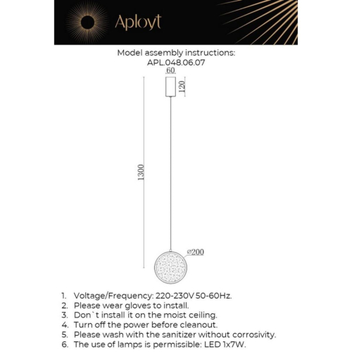 Подвесной светильник Aployt Yulali APL.048.06.07 изображение в интернет-магазине Cramer Light фото 12