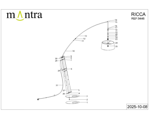 Торшер без абажура Mantra Ruti Ricca 9446 изображение в интернет-магазине Cramer Light фото 9