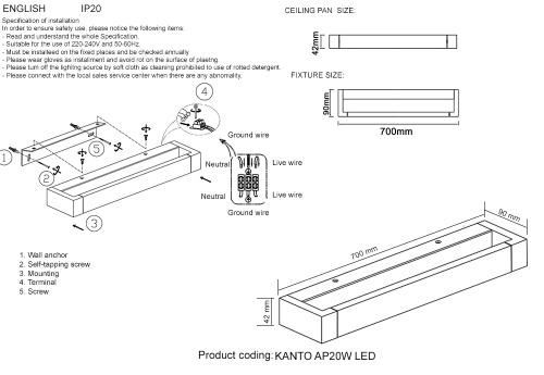 Настенный светильник Crystal Lux KANTO AP20W LED BL изображение в интернет-магазине Cramer Light фото 5