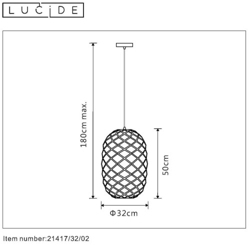 Подвесной светильник Lucide WOLFRAM 21417/32/02 изображение в интернет-магазине Cramer Light фото 2