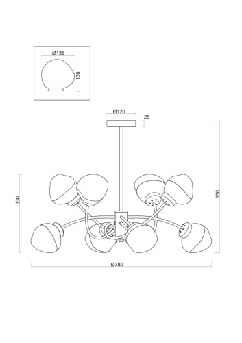 Люстра на штанге Freya Volani FR8017PL-08MG изображение в интернет-магазине Cramer Light фото 3