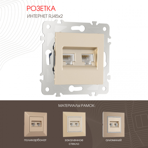 Розетка двойная RJ45 Arte Milano 203.45-2.shampan дополнительное фото
