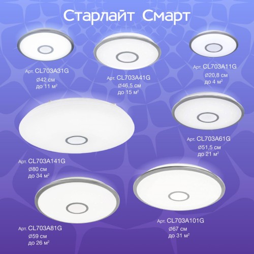 Потолочный светильник Citilux Старлайт Смарт CL703A11G изображение в интернет-магазине Cramer Light фото 3