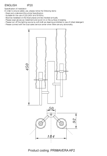 Бра Crystal Lux PRIMAVERA AP2 CHROME дополнительное фото фото 4