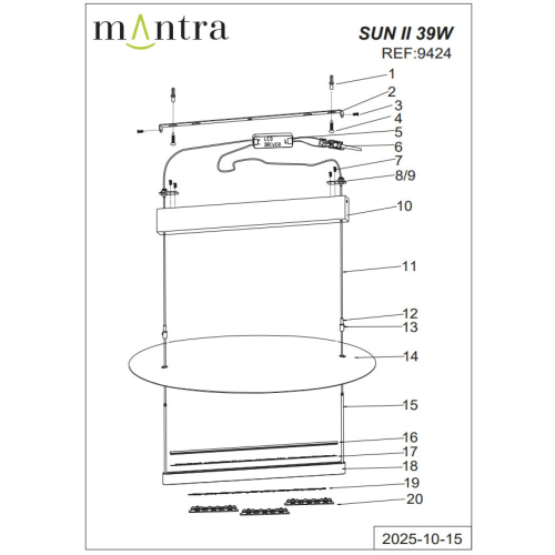 Подвесная люстра Mantra Sun Ii 9424 изображение в интернет-магазине Cramer Light фото 6