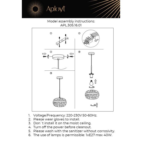 Подвесной светильник Aployt Gabriela APL.305.16.01 изображение в интернет-магазине Cramer Light фото 2