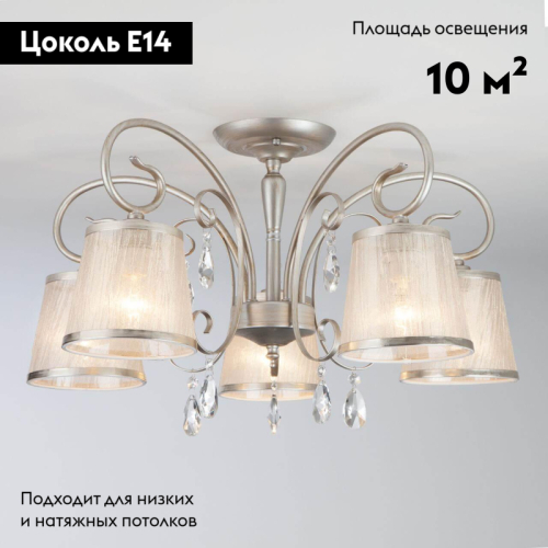 Потолочная люстра Eurosvet Liona 60065/5 серебро изображение в интернет-магазине Cramer Light фото 2