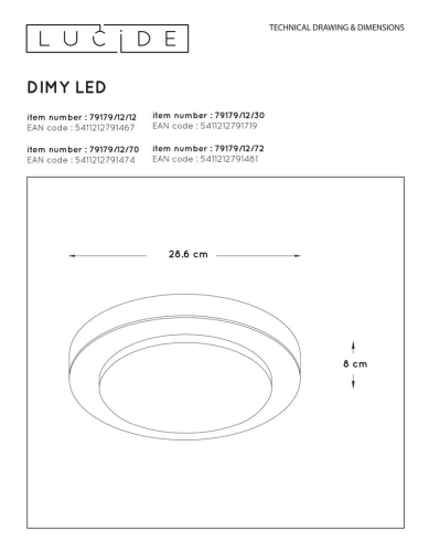 Потолочный светильник Lucide Dimy 79179/12/30 изображение в интернет-магазине Cramer Light фото 3