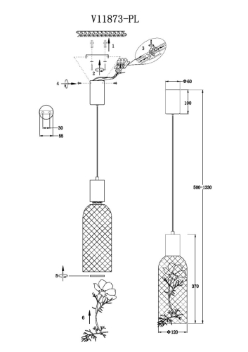 Подвесной светильник Moderli Ophelia V11873-PL изображение в интернет-магазине Cramer Light фото 7