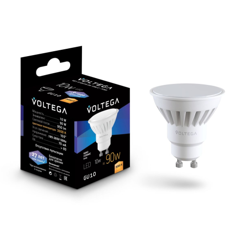 Лампа светодиодная Voltega Ceramics MR16 10W 3000K GU10 7265 изображение в интернет-магазине Cramer Light