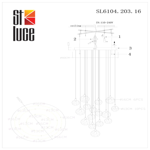 Подвесная люстра ST Luce Montecelio SL6104.203.16 изображение в интернет-магазине Cramer Light фото 2