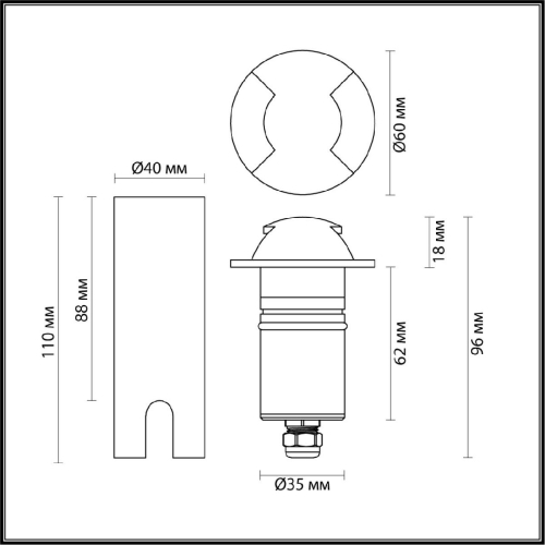 Грунтовый светильник Odeon Light Wald 6662/2GL дополнительное фото фото 2