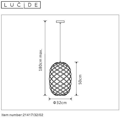 Подвесной светильник Lucide WOLFRAM 21417/32/02 изображение в интернет-магазине Cramer Light фото 2