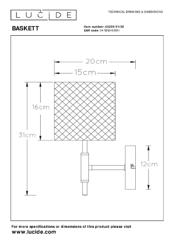 Бра Lucide Baskett 45259/01/30 дополнительное фото фото 5
