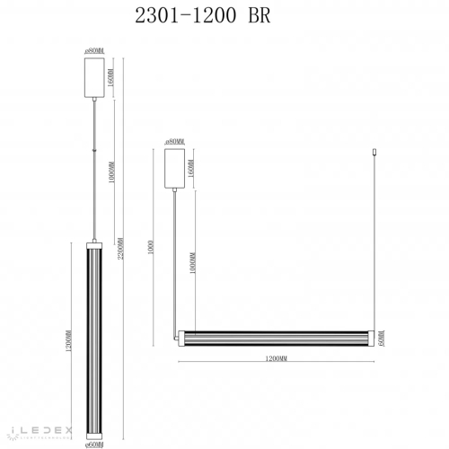 Подвесной светильник iLedex Rocks 2301-1200 BR изображение в интернет-магазине Cramer Light фото 3