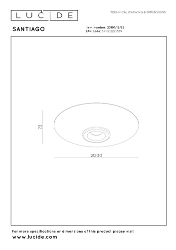 Потолочный светильник Lucide Santiago 23101/12/62 изображение в интернет-магазине Cramer Light фото 7