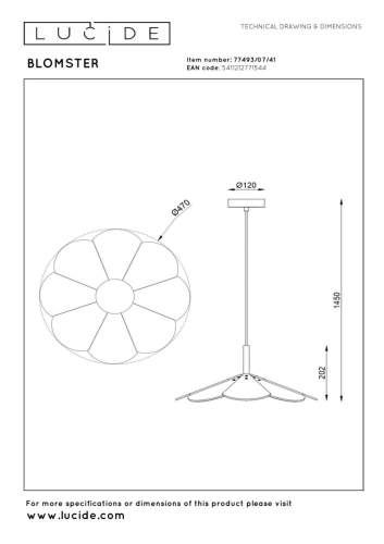 Подвесной светильник Lucide Blomster 77493/07/41 изображение в интернет-магазине Cramer Light фото 4