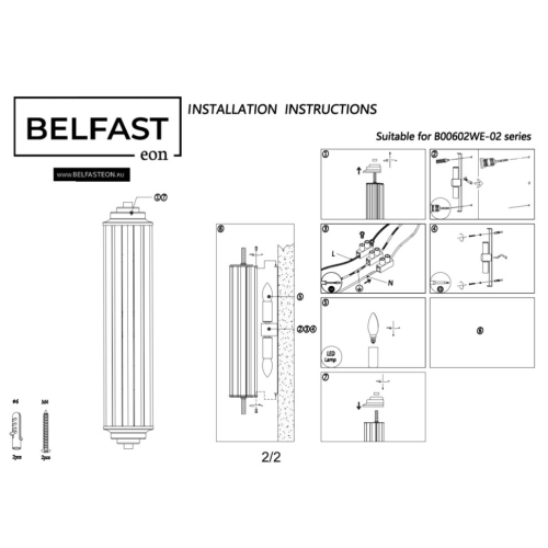 Настенный светильник Belfast Pennington 602W-2 BR изображение в интернет-магазине Cramer Light фото 3
