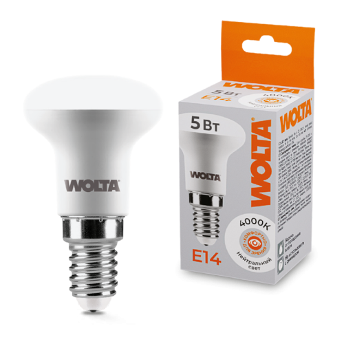 Светодиодная лампа WOLTA 5Вт 4000K E14 грибок матовый 25S39R5E14 изображение в интернет-магазине Cramer Light