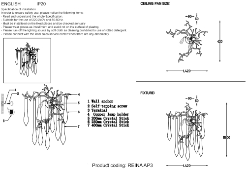 Настенный светильник Crystal Lux REINA AP3 SILVER PATINA изображение в интернет-магазине Cramer Light фото 2
