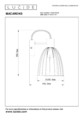 Бра Lucide Macarons 74217/01/30 дополнительное фото фото 4