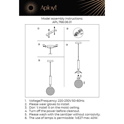 Подвесной светильник Aployt Shantal APL.766.06.01 изображение в интернет-магазине Cramer Light фото 2