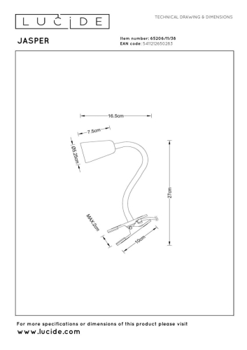 Настольная лампа Lucide Jasper 65206/11/38 изображение в интернет-магазине Cramer Light фото 4