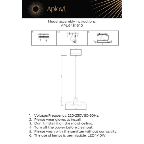 Подвесной светильник Aployt Stefa APL.648.16.10 изображение в интернет-магазине Cramer Light фото 2