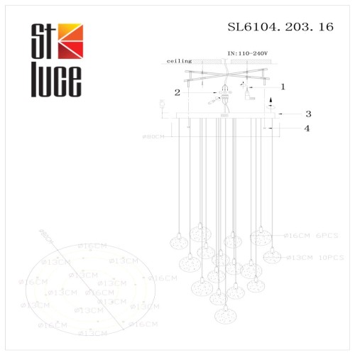 Подвесная люстра ST Luce Montecelio SL6104.203.16 изображение в интернет-магазине Cramer Light фото 3