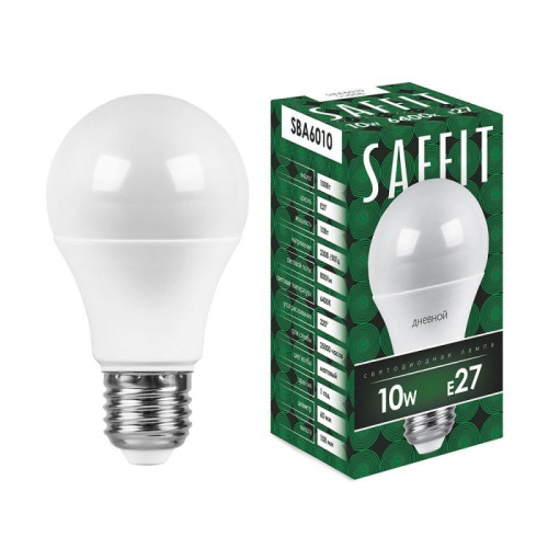 Лампа светодиодная Saffit SBA6010 шар E27 10W 6400K 55006 изображение в интернет-магазине Cramer Light