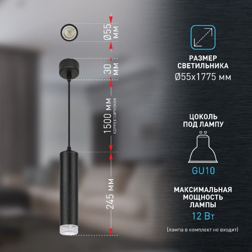 Подвесной светильник Эра PL18 BK/CL Б0058483 изображение в интернет-магазине Cramer Light фото 10