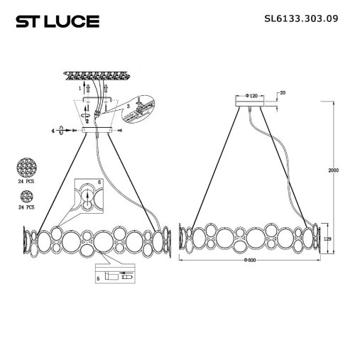 Подвесная люстра ST Luce Swatch SL6133.303.09 изображение в интернет-магазине Cramer Light фото 4