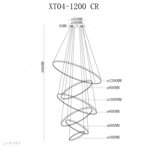 Подвесная люстра iLedex Axis XT04-D1200 CR изображение в интернет-магазине Cramer Light фото 2