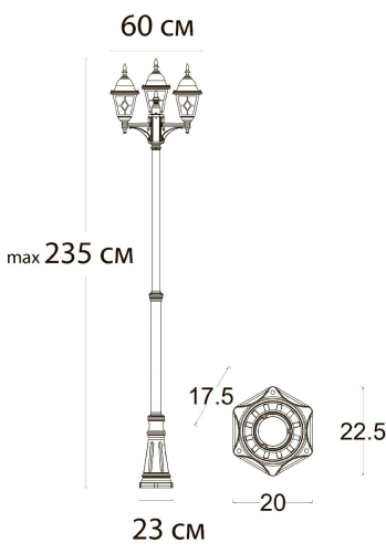 Парковый светильник Arte Lamp Madrid A1542PA-3BN дополнительное фото фото 2