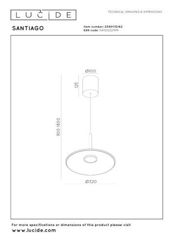 Подвесной светильник Lucide Santiago 23401/12/62 изображение в интернет-магазине Cramer Light фото 11
