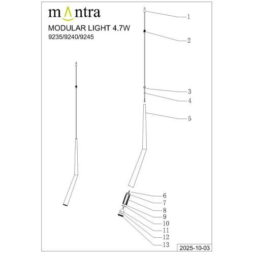 Подвесной модульный светильник без основания Mantra Boomerang 9235 изображение в интернет-магазине Cramer Light фото 10
