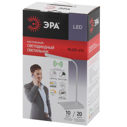 Настольная лампа ЭРА NLED-474-10W-W Б0038589 изображение в интернет-магазине Cramer Light фото 2