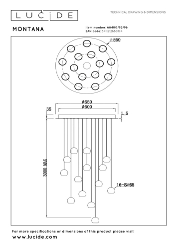 Каскадная люстра Lucide Montana 68400/92/96 изображение в интернет-магазине Cramer Light фото 12