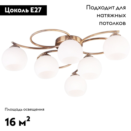 Потолочная люстра Eurosvet Alba 30144/6 античная бронза изображение в интернет-магазине Cramer Light фото 2