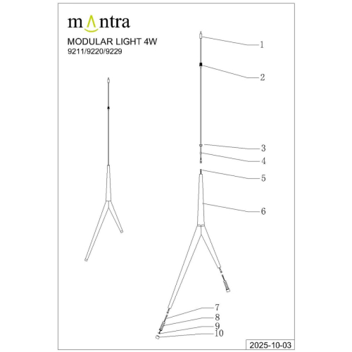 Подвесная люстра Mantra Arrecife 9385+9220 (5L) изображение в интернет-магазине Cramer Light фото 9