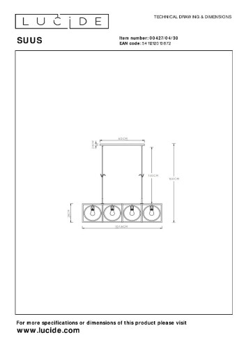 Подвесной светильник Lucide Suus 00427/04/30 изображение в интернет-магазине Cramer Light фото 9