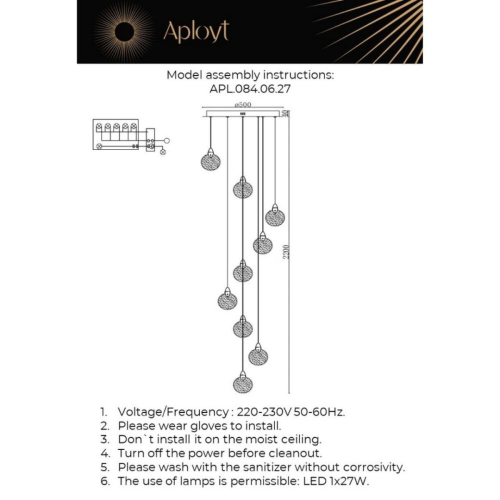 Подвесной светильник Aployt Liza APL.084.06.27 изображение в интернет-магазине Cramer Light фото 3