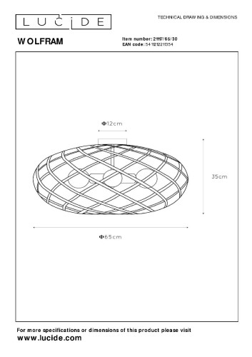 Потолочная люстра Lucide Wolfram 21117/65/30 изображение в интернет-магазине Cramer Light фото 5