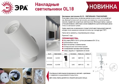 Накладной светильник Эра OL18 WH Б0054386 изображение в интернет-магазине Cramer Light фото 8