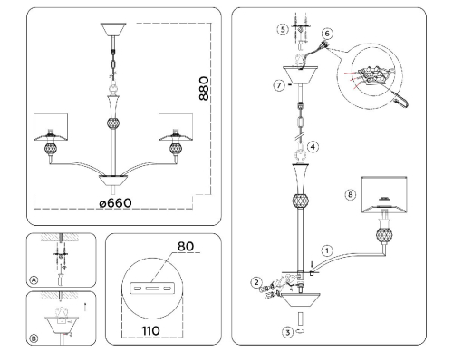 Подвесная люстра Ambrella Light High Light Classic LH71131 изображение в интернет-магазине Cramer Light фото 5