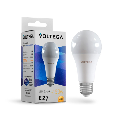 Лампа светодиодная Voltega E27 12W 3000K груша 7246 изображение в интернет-магазине Cramer Light