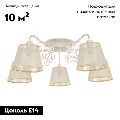 Потолочная люстра Arte Milano 341120/5 WT+G изображение в интернет-магазине Cramer Light фото 2