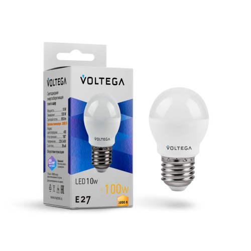 Лампа светодиодная Voltega E27 8W 3000K шар 7232 изображение в интернет-магазине Cramer Light
