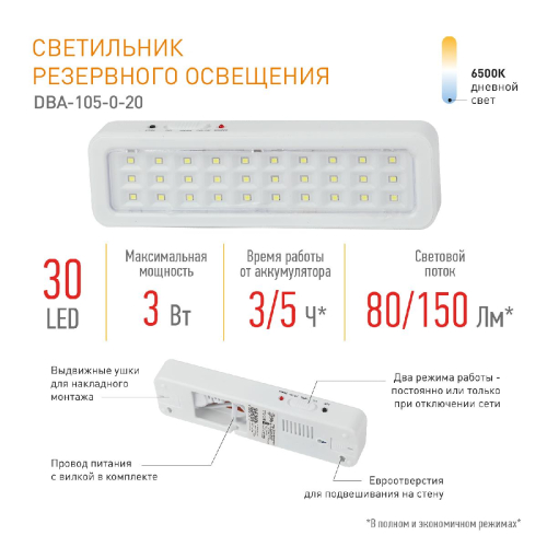 Аварийный светильник Эра DBA-105-0-20 Б0044398 изображение в интернет-магазине Cramer Light фото 8