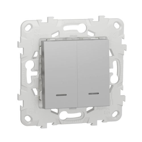 Выключатель двухклавишный Schneider Electric Unica New NU521130N дополнительное фото
